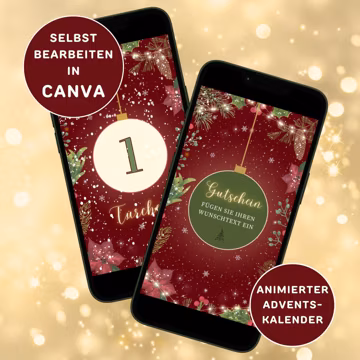Digitaler Adventskalender Personalisierbar WhatsApp Adventskalender Video Weihnachtskalender Animierter Adventskalender für Instragram Canva