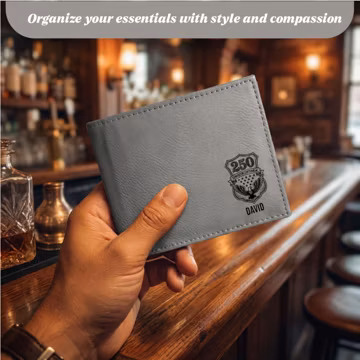 Personalized Vegan Leather Wallet – USA 250th Anniversary Eagle Design – Custom Engraved Men’s Gift
