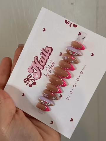 Pink & Purple Floral Press On Nails: Hand-Painted Flower Nails