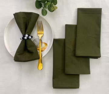 Olive Green Cloth Napkin - Eco-Friendly Dining Handmade Cotton Napkin