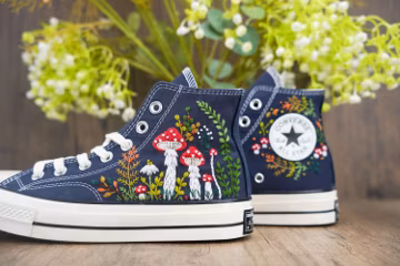 Custom Converse Chuck Taylor Mushrooms Embroidered Converse Shoes/ Mushrooms Embroidered Converse Custom/ Mushrooms Embroidered Sneakers