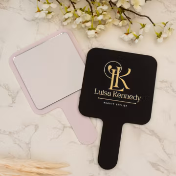 Custom Logo Handheld Square Mirror for Salon and Beauty Professionals