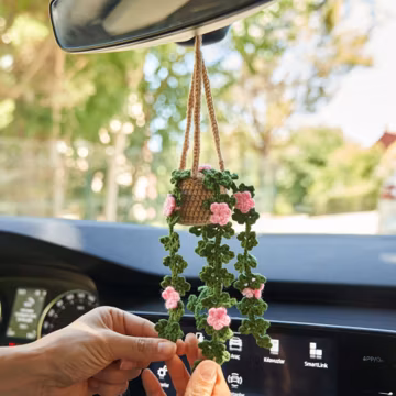 Crochet Plant Car Ornament: Personalized Succulent Car Accessory