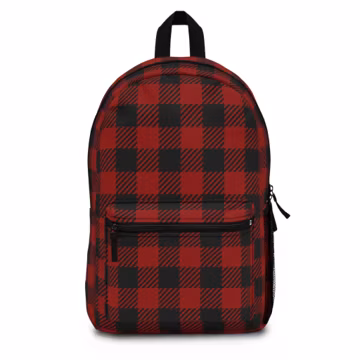Red and Black Buffalo Plaid Backpack, Back to School