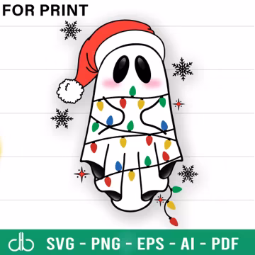 Ghost Christmas Lights SVG, Ghost Lights SVG, Ghost Light Strand SVG, Ghost Merry Christmas Svg, Ghost Christmas Decor, Christmas Party Svg