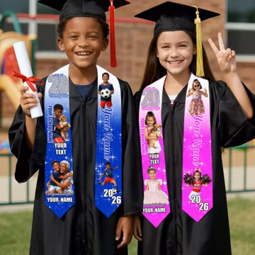 Personalized Kids Graduation Stole, Custom Photo Preschool Kindergarten Sash, Class of 2026 Keepsake