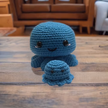 Acrylic Crochet Mama and Baby Octopus Set