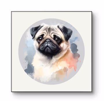 Pug Dog Portrait Watercolor Artwork, Pet Wall Decoration, Birthday, Dog Lover Gif (Digital Files)