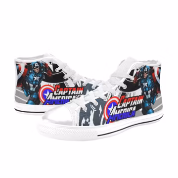 Captain America High Top Shoes Sneakers, Personalized Custom Kids, and Adult