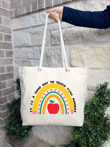 It's a Good Day to Teach Tiny Humans Bag, Preschool Teacher Bag, Back to School Gift Bag, Teacher Gifts Bag, Kindergarten Teacher Gift Bag