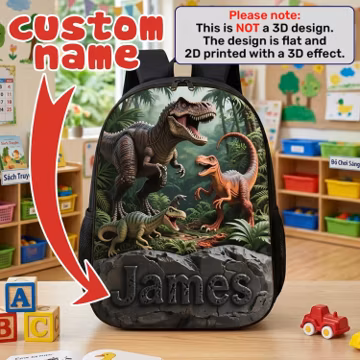 Personalized Dinosaur Backpack, Custom Name Kids School Bag, Cute Dino Backpack, Back to School Gift for Boys, Toddler Backpack