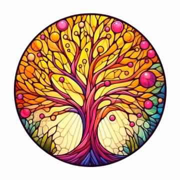 Lebensbaum Buntglas Sticker Set 9x9 cm Multipack Farbglas Aufkleber Wasserfest für Auto Laptop Fenster Spirituell