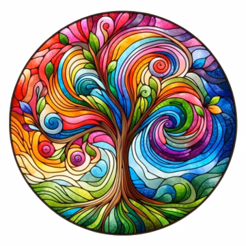Lebensbaum Buntglas Sticker Set 9x9 cm Multipack Farbglas Aufkleber Wasserfest für Auto Laptop Fenster Spirituell