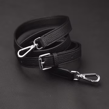 18mm Black Togo Leather Adjustable Crossbody Strap