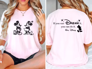 Mickey And Minnie Two Sided Sketch Shirt, Comfort Colors® Disney Quote Shirt, Walt Disney World T-shirt, Disney Family Matching Tee,