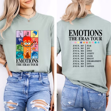 Emotions The Eras Tour Inside Out Shirt, Two-Sided Anxiety Inside Out 2 Comfort Colors Tee, The Eras Tour T-Shirt, Inside Out Characters Tee
