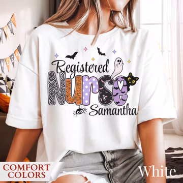 RN Nurse Halloween Comfort Colors Shirt Nurse Halloween Shirt Custom Registered Nurse Shirt Halloween Nurse Shirt Personalized Nurse Shirt
