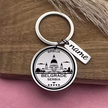 Personalized Belgrade Keychain: Stainless Steel Souvenir Keyring