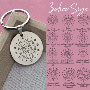 Custom Zodiac Stainless Steel Keychain - Personalized Astrology Charm - Birthday Gift