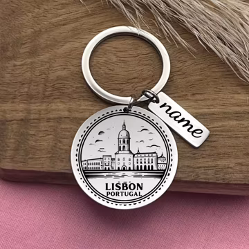 Personalized Lisbon Keychain: Stainless Steel Portugal Souvenir