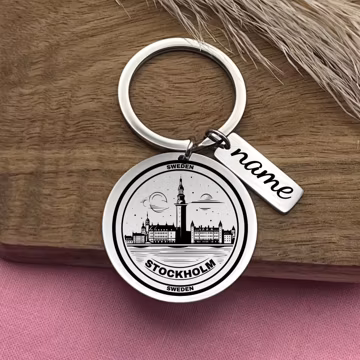 Personalized Stockholm Stainless Steel Keychain: Sweden Souvenir