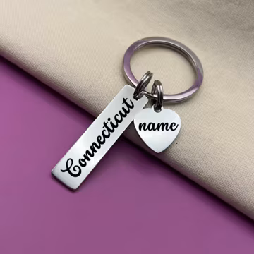 Custom Connecticut Keychain: Stainless Steel Souvenir Gift