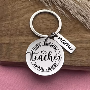 Personalized Teacher Listen Encourage Motivate Inspire Stainless Steel Keychain, Teacher Appreciation Keyring, Motivational Gift
