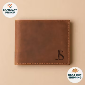 Personalized Leather Wallet - Custom Engraved Christmas Gift
