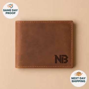 Personalized Leather Wallet - Custom Engraved Gift for Him