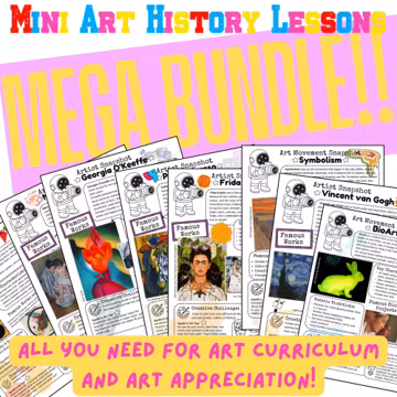 Art History Lesson Mega Bundle | Over 65 lessons - Homeschool Printable | Easy Art Curriculum | Kids Art Appreciation - Homeschool Activity