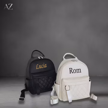 Personalized Embroidered Name Backpack: Small PU Leather Travel Bag