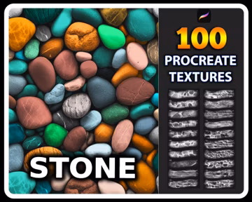 100 Stone Texture Brushes for Procreate: Seamless Stone Wall (Digital Download)