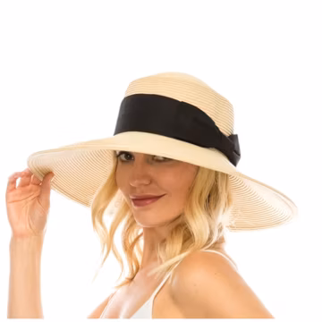 Glamorous Wide Brim Straw Sun Hat: UPF 50+ Beach Hat with Bow