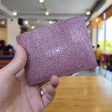 Stingray Bifold Wallet, Burgundy Stingray Leather Saddle Stitched, Name