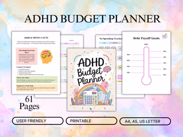 ADHD Budget Planner Printable | Easy Monthly & Biweekly Budget | Household Finance Organizer | A4, A5, US Letter | Instant Download