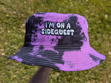 I'm On A Sidequest - Embroidered Tie Dye Bucket Hat - Rave Accessories Rave Outfit Festival Outfit Raver Hat EDM Gift Rave Hat Women Men