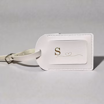Faux Leather Personalized Luggage Bag Tag, Custom Engraved Monogram Initial Suitcase Tag, Travel Gift for Bridesmaid Honeymoon Bachelorette