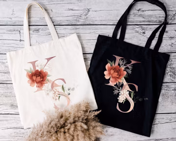 Custom Floral Bridesmaid Tote Bag, Bachelorette Party Favor