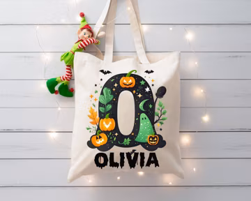 Custom Name Halloween Tote Bag, Trick Or Treat Tote Bag, Halloween Squad Totes, Kids Halloween Tote Bag, Candy Tote Bags, Halloween Gift