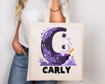 Custom Name Halloween Tote Bag, Trick Or Treat Tote Bag, Halloween Squad Totes, Kids Halloween Tote Bag, Candy Tote Bags, Halloween Gift