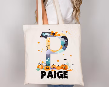 Custom Name Halloween Tote Bag, Trick Or Treat Tote Bag, Halloween Squad Totes, Kids Halloween Tote Bag, Candy Tote Bags, Halloween Gift