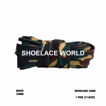 Woodland Camouflage Flat Shoelaces 10mm Colorful Camo Pattern Laces Ships Out From The USA Next Day