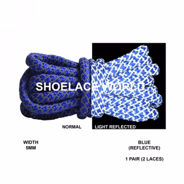 Blue Rope Reflective Shoelaces 5mm Safety Laces Running Casual Ships Out From The USA Next Day