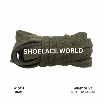 Army Olive Classic Flat Shoelaces 5/16 Inch 8mm Laces Ships Out From The USA Next Day