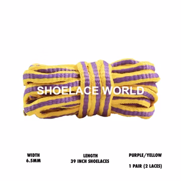 Purple / Yellow 39 Inches Multicolor Oval Shoelaces 6.5mm Colorful Laces Ships Out From The USA Next Day