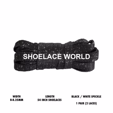 Black / White Speckle 54 Inches Flat Shoelaces 8-8.25mm Laces Ships Out From The USA Next Day