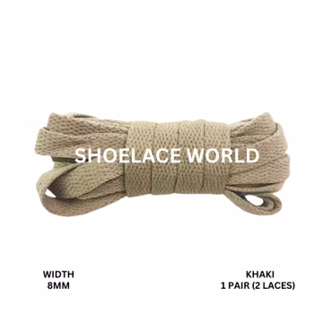 Khaki Classic Flat Shoelaces 5/16 Inch 8mm Laces Ships Out From The USA Next Day