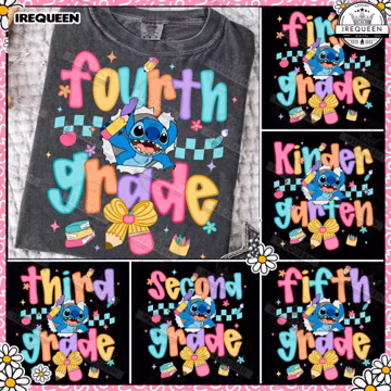 Preppy Back to School Png Bundle, Blue alien Back to School Png, Kids School, PreK To Fourth Grade Shirt, First Day Of School, Digital File