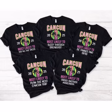 Cancun Group Shirts, Most Likely to Cancun Vacation Shirt, Mexico Girls Trip Tees, Bachelorette Matching Shirts, Funny Cancun Group Tank Top