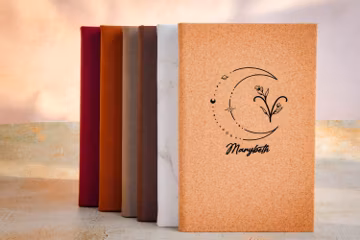 Personalized Zodiac Moon Vegan Leather Journal, Custom Monogram Notebook